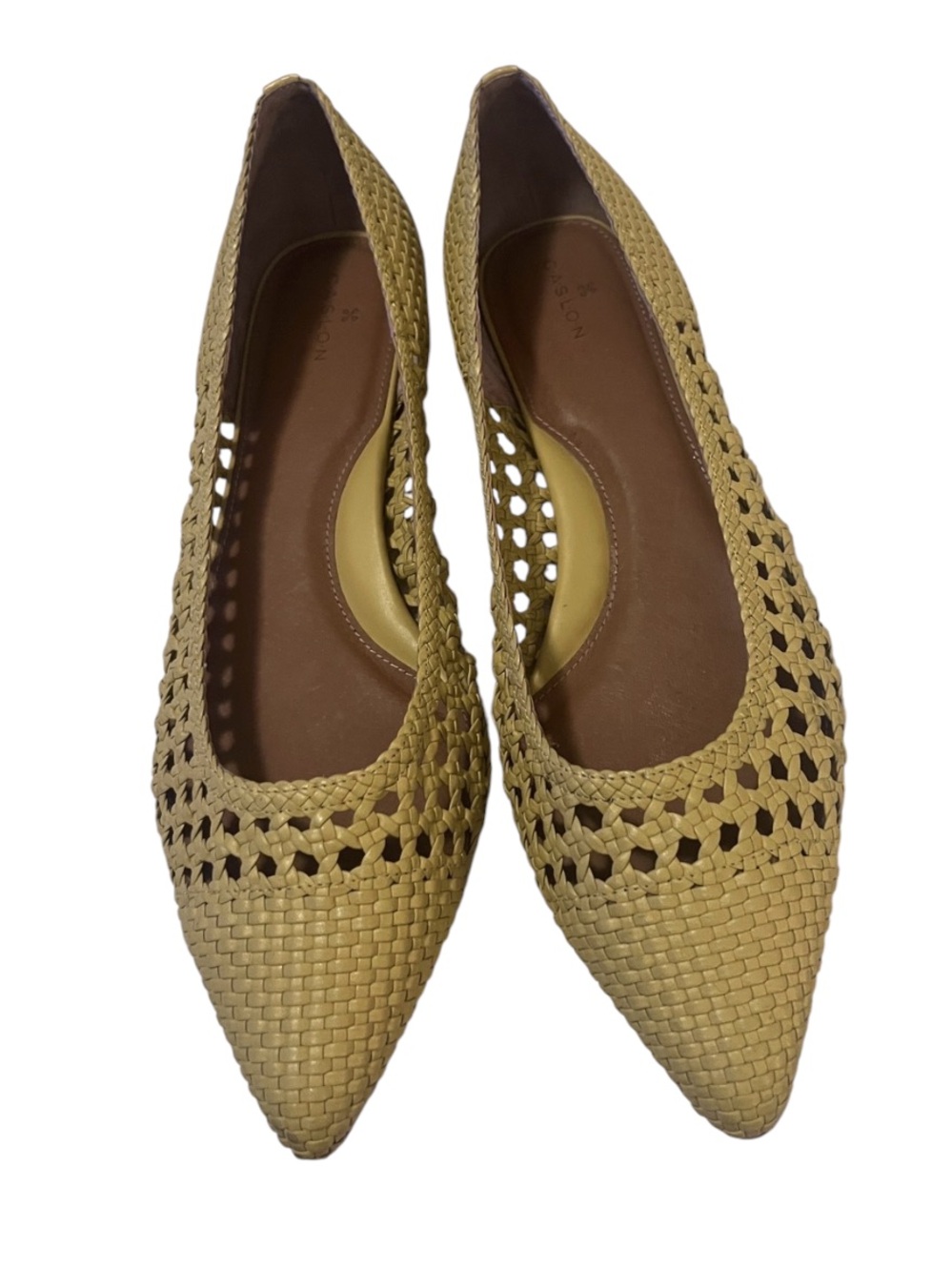 CASLON Women Chartreuse Green Yellow Woven Pointed Toe Ballet Loafer Flats 11